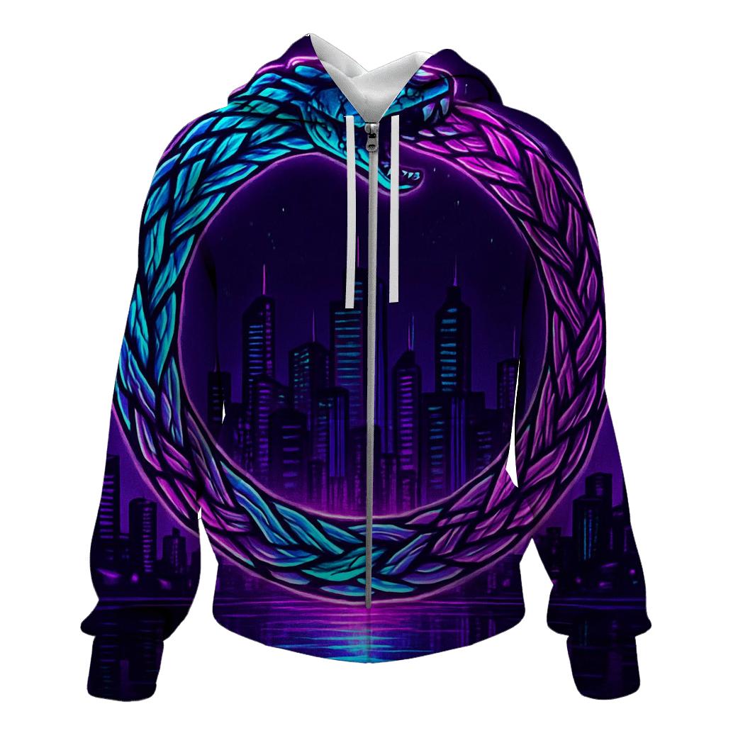 Aurora Circuit Ouroboros zip-up hoodies