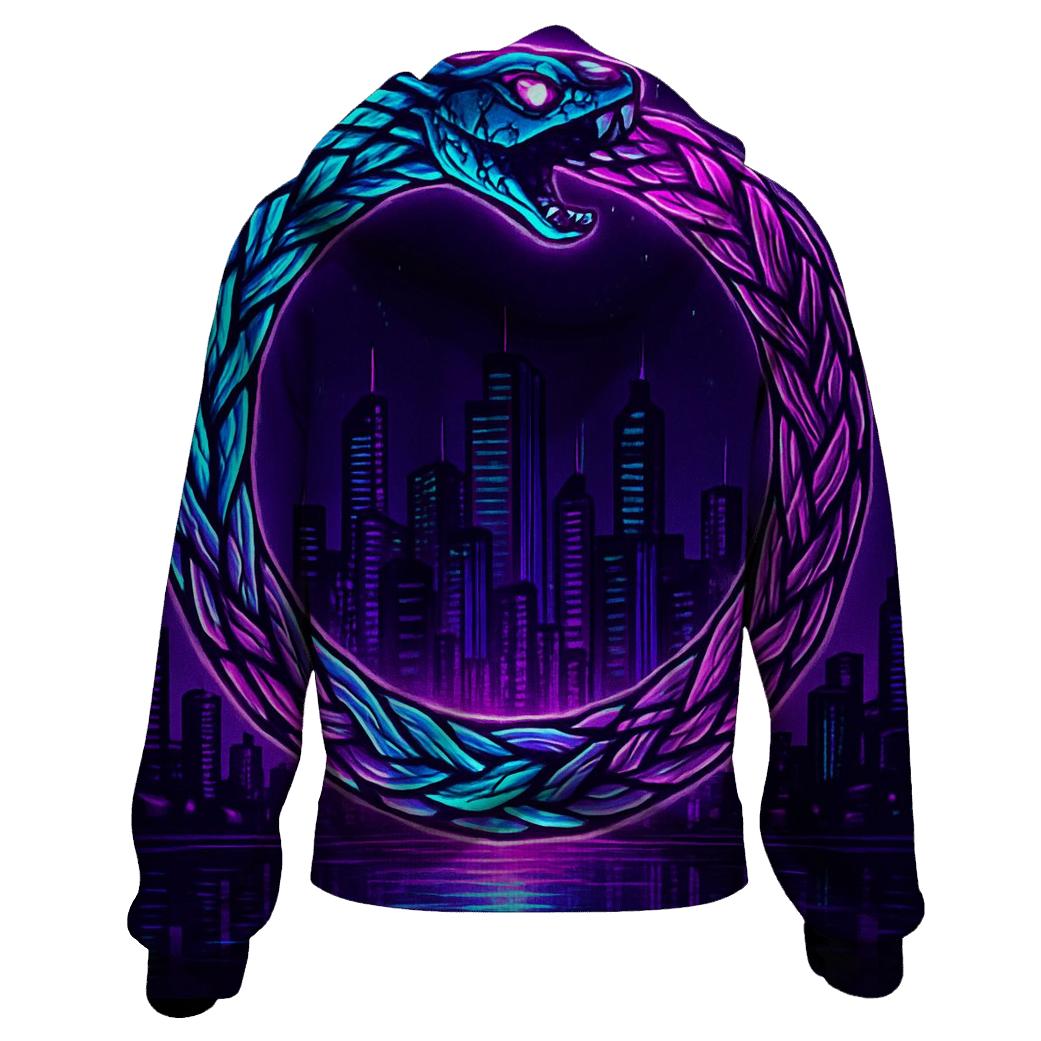 Aurora Circuit Ouroboros zip-up hoodies