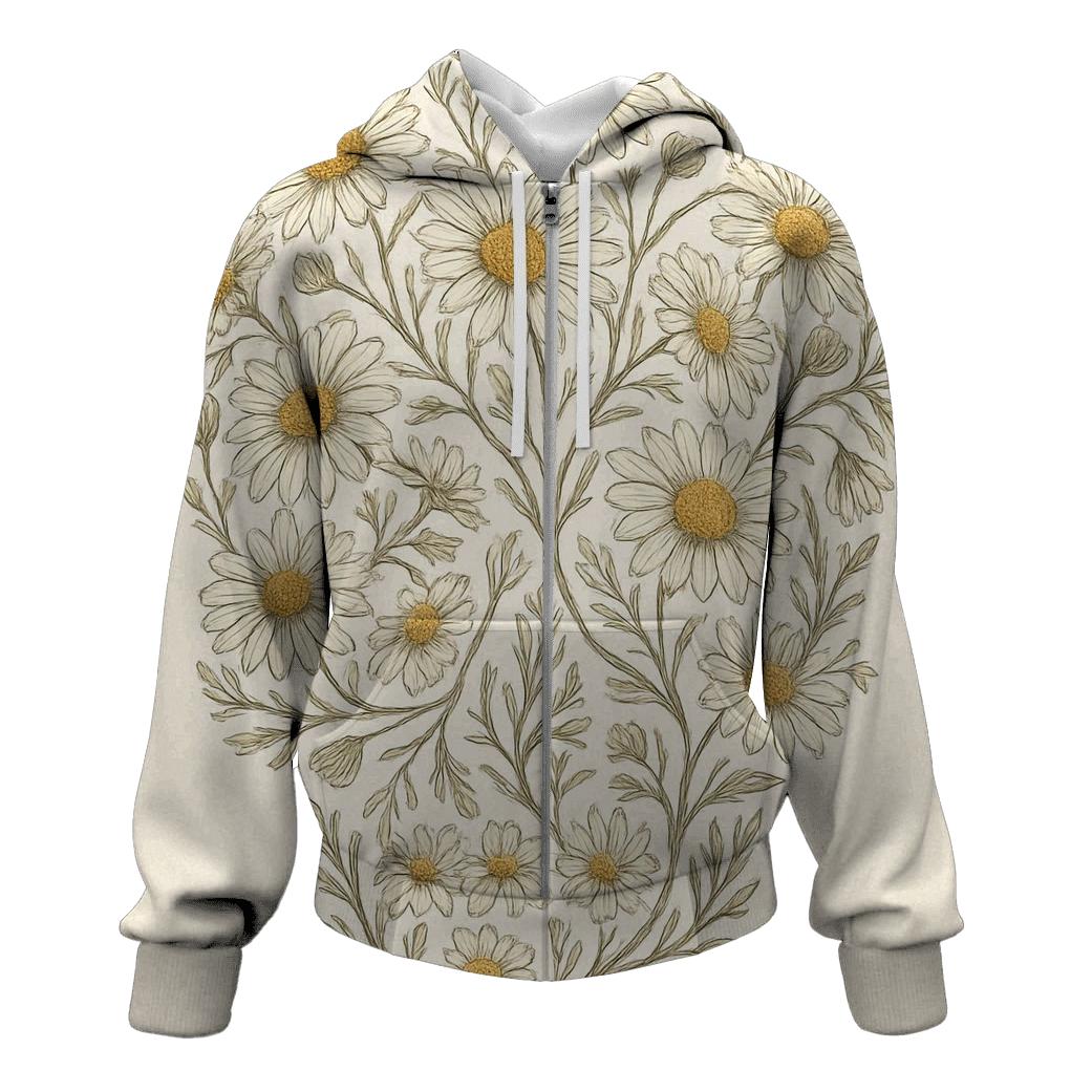 Floral Skull Chamomile embroidered hoodies