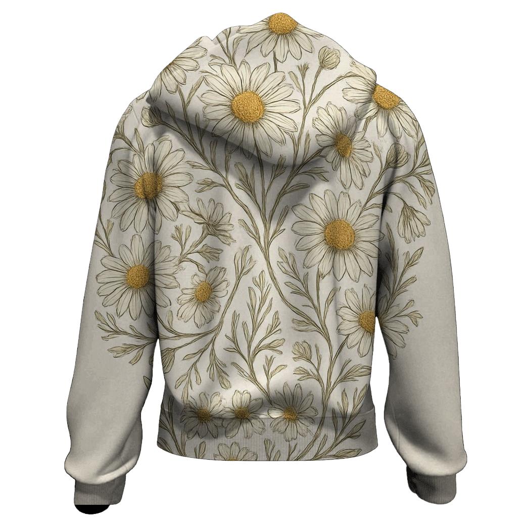 Floral Skull Chamomile embroidered hoodies