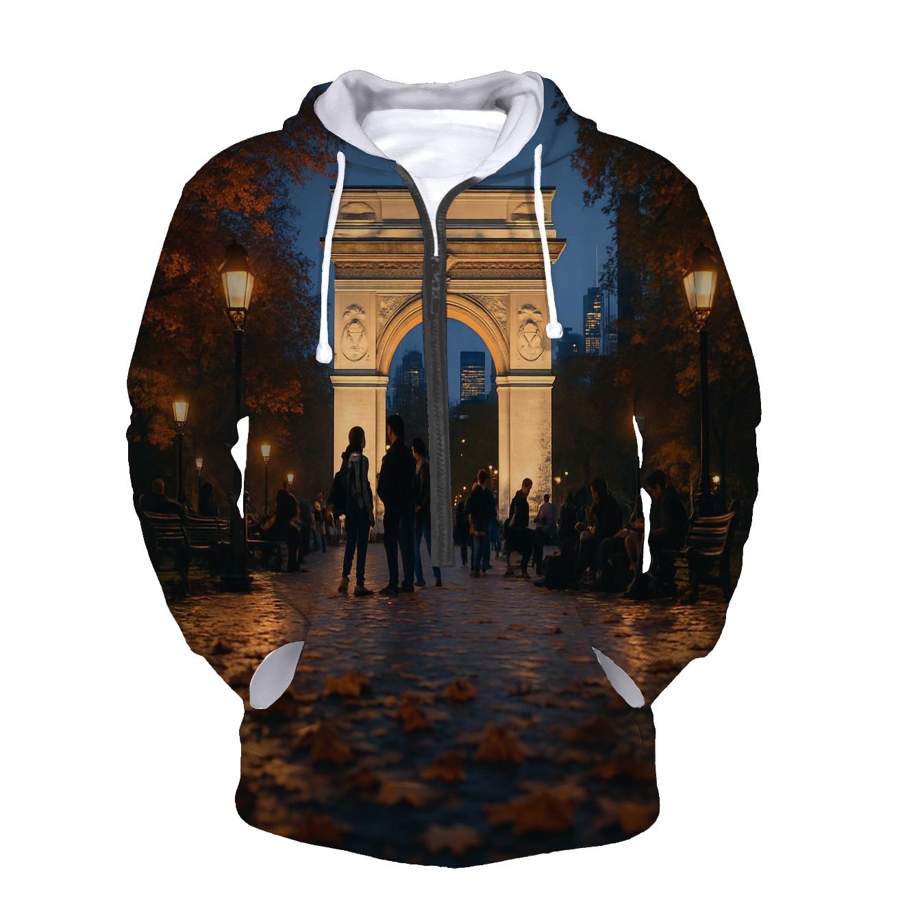 Autumn Twilight From Washington Square zip-up hoodies