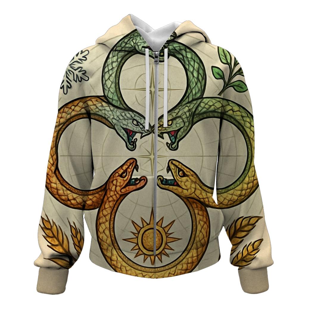 Clock Of Seasons Ouroboros printed hoodies