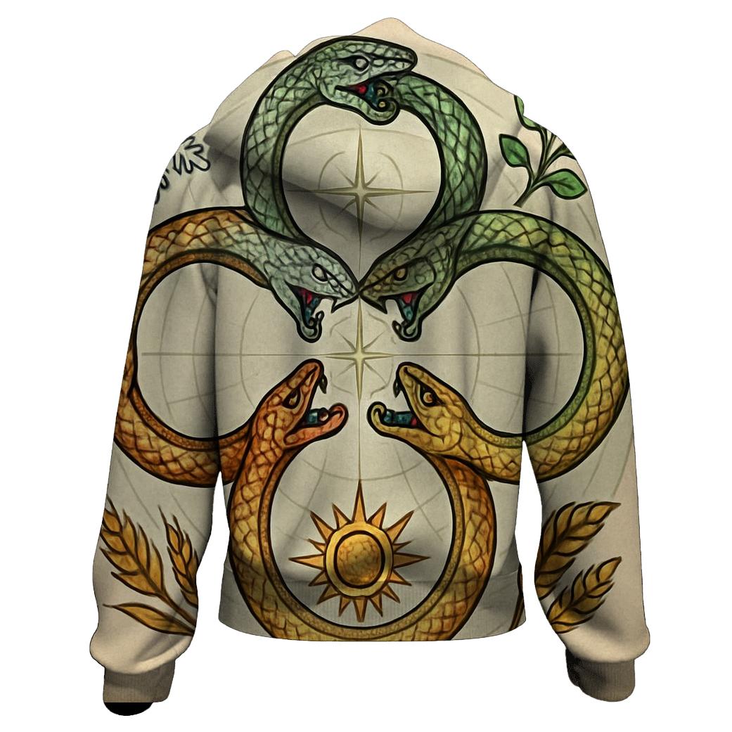 Clock Of Seasons Ouroboros printed hoodies