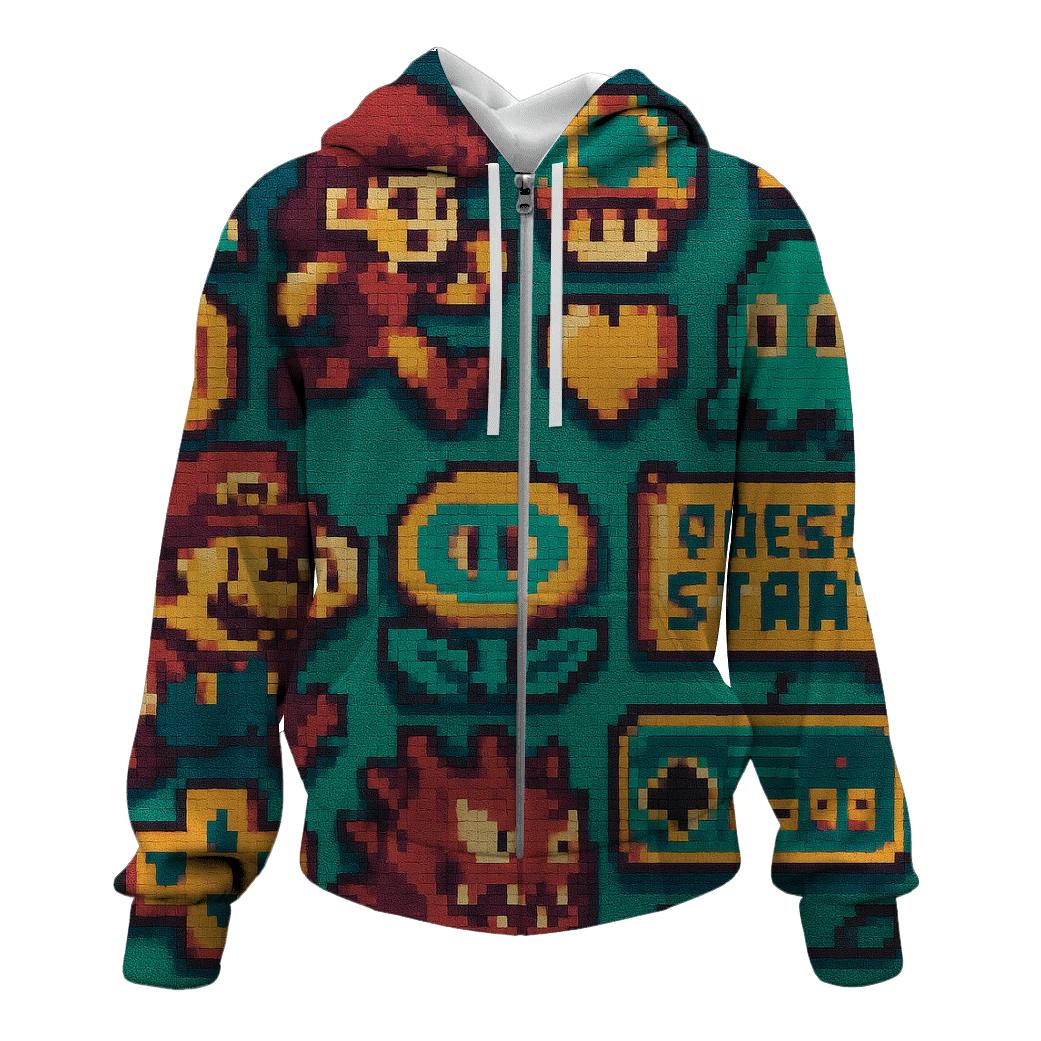 Vintage Arcade Pixel Art printed hoodies