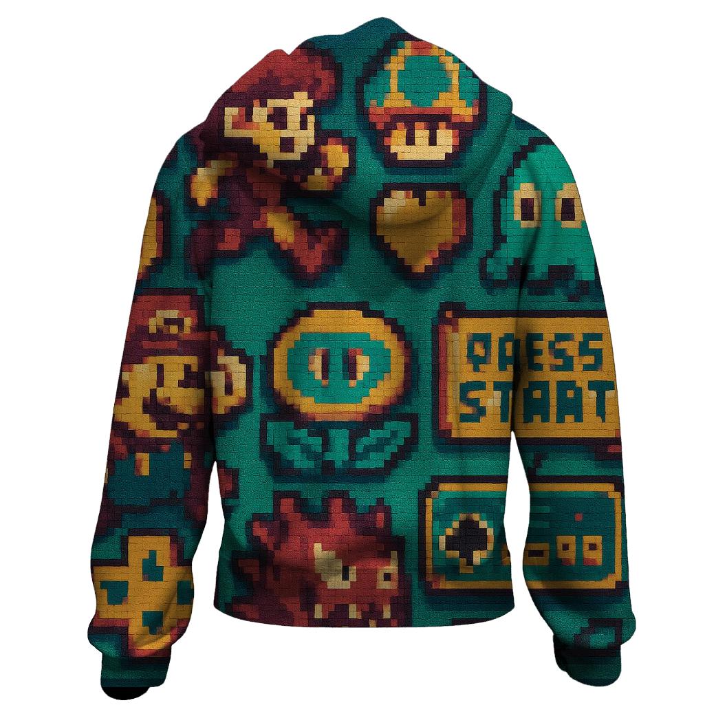 Vintage Arcade Pixel Art printed hoodies