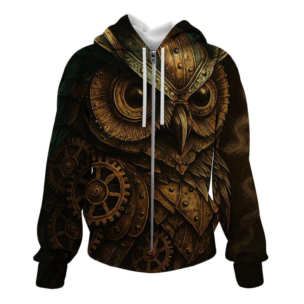 Steampunk Mechanical Owl printed hoodies