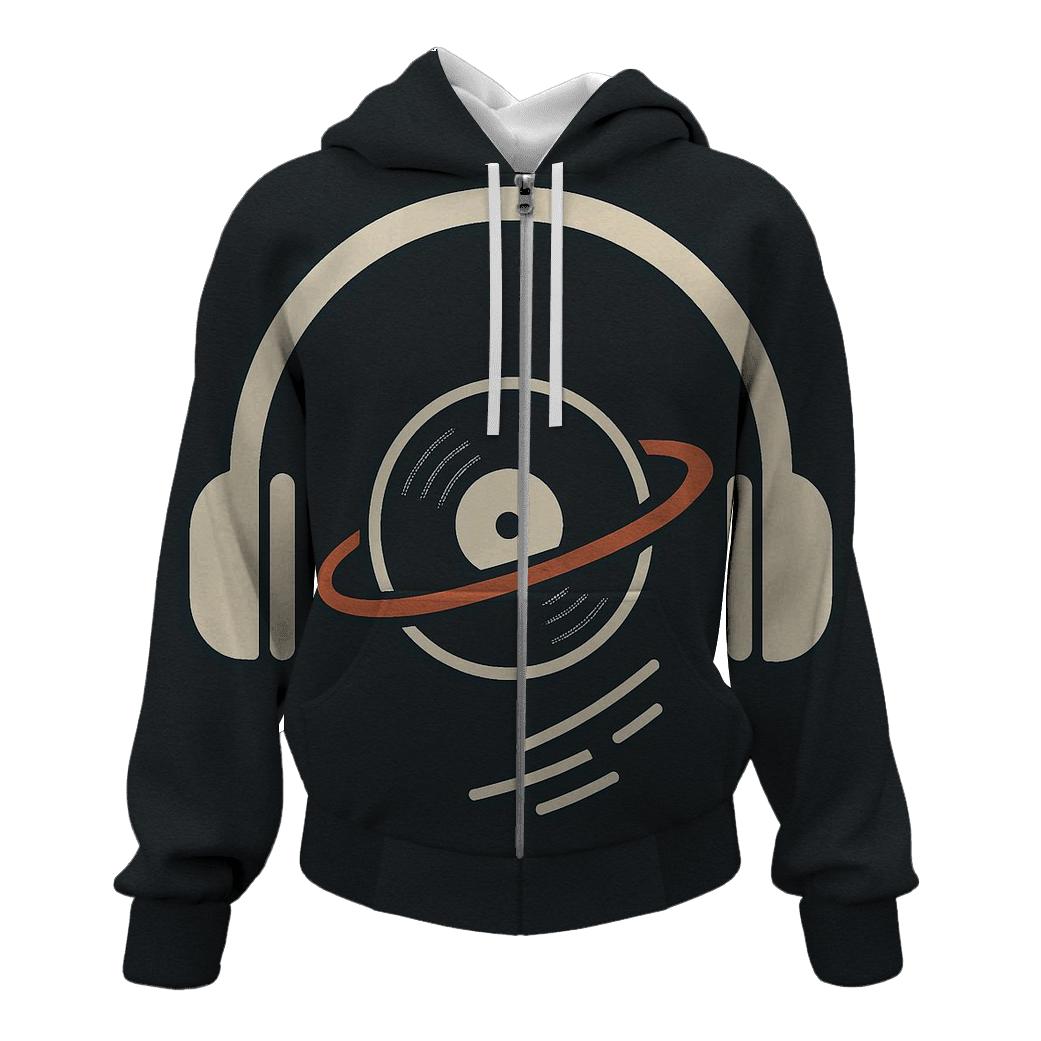 Headphone Orbit Icon printed hoodies
