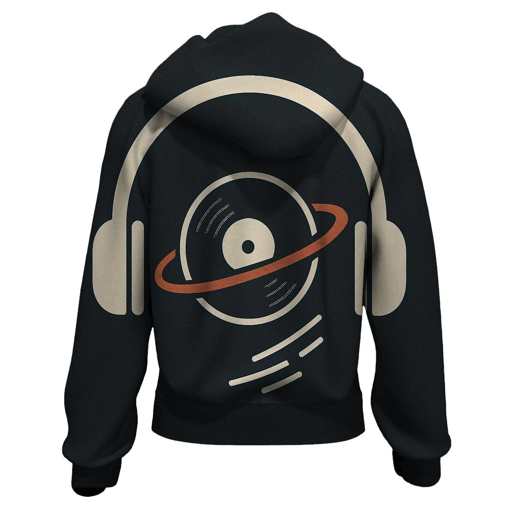 Headphone Orbit Icon printed hoodies