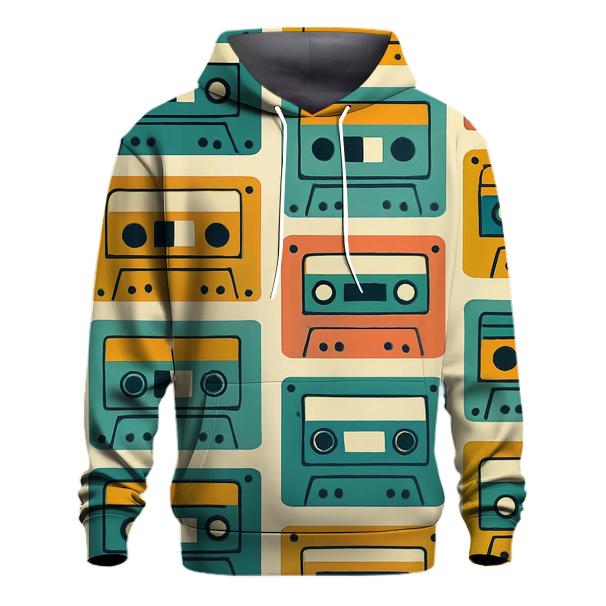 Cassette Collage Pattern embroidered hoodies