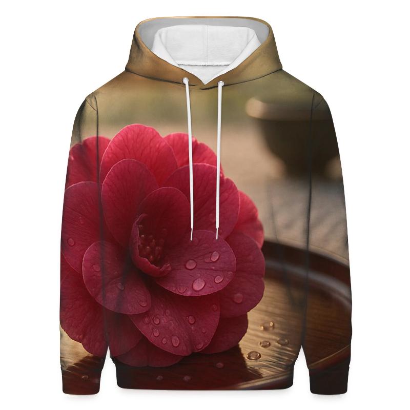 Camellia Petal Study In Tea Garden embroidered hoodies