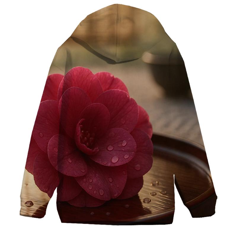 Camellia Petal Study In Tea Garden embroidered hoodies