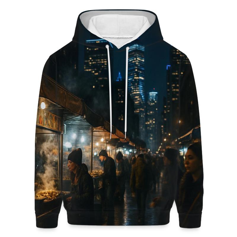 Night Market Skyline Contrast embroidered hoodies