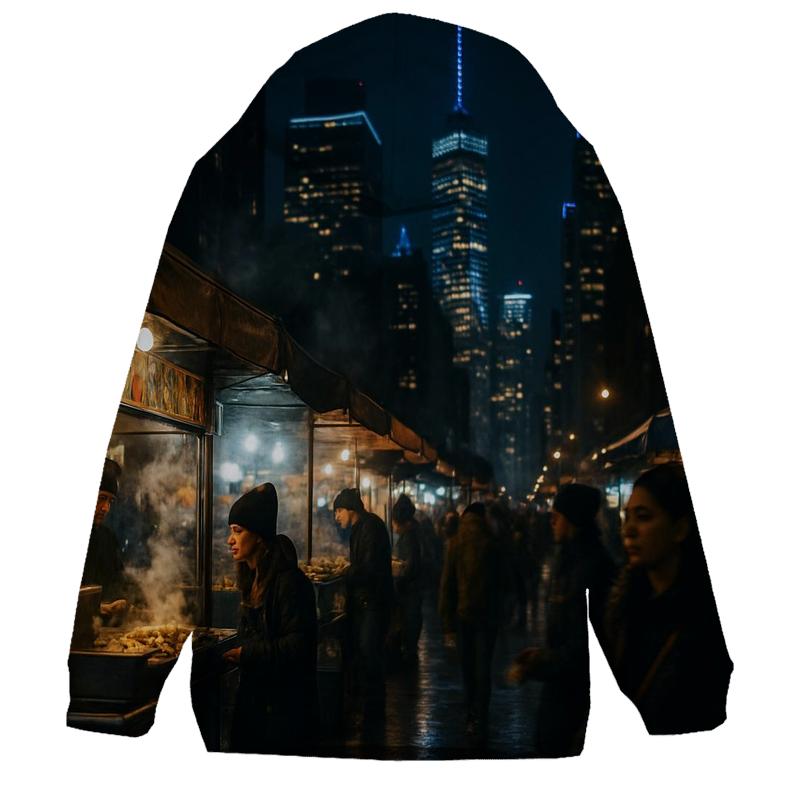 Night Market Skyline Contrast embroidered hoodies