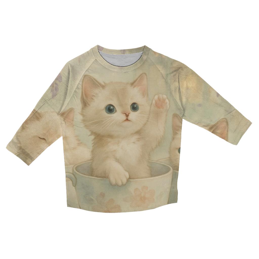 Botanical Tea House Kittens personalized 3/4 sleeve tees