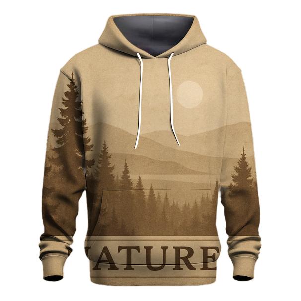 Sepia Forest Landscape printed hoodies