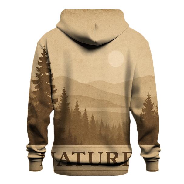 Sepia Forest Landscape printed hoodies