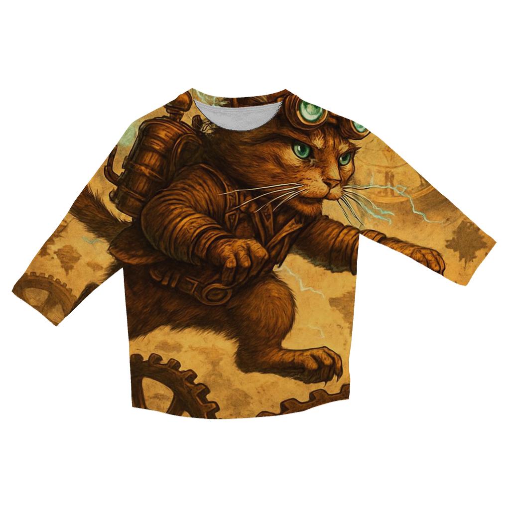 Clockwork Explorer Cat designer 3/4 sleeve blouses