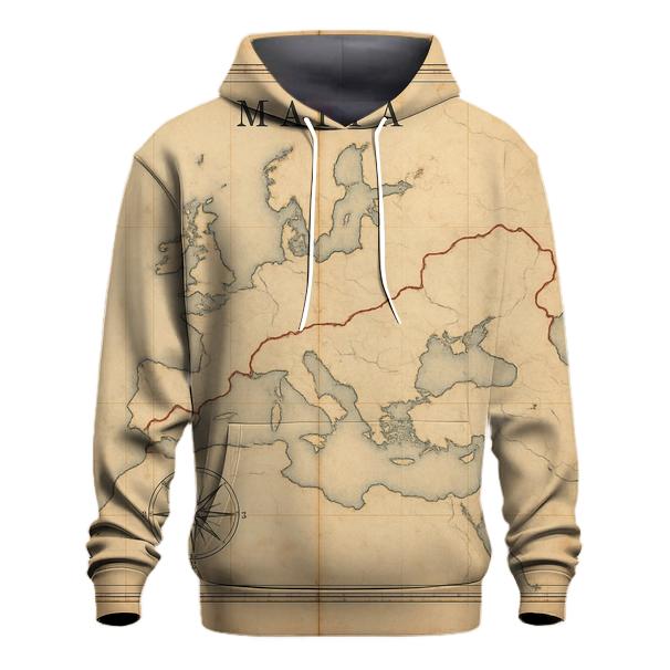 Weathered Travel Map lightweight hoodies