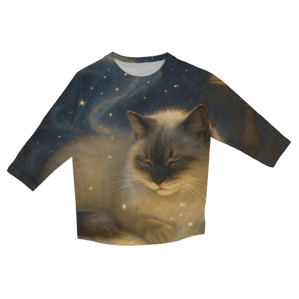 Library Starglow Cat printed three quarter sleeve shirts