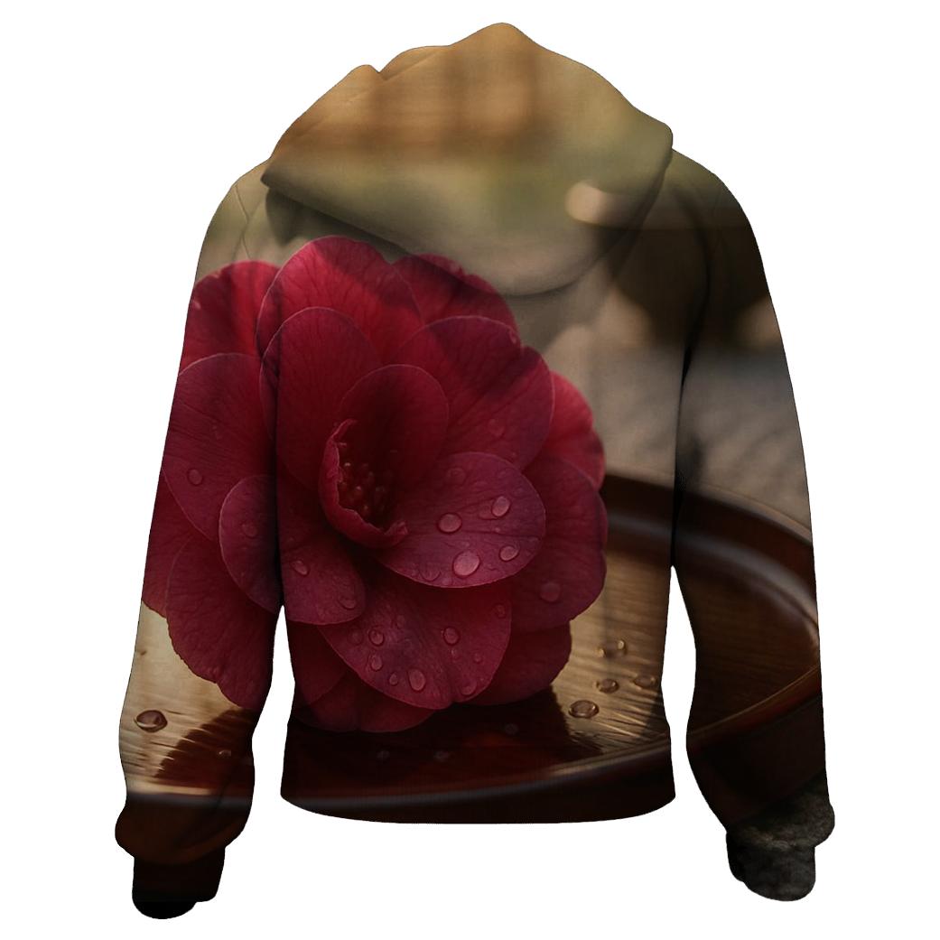 Camellia Petal Study In Tea Garden zip-up hoodies
