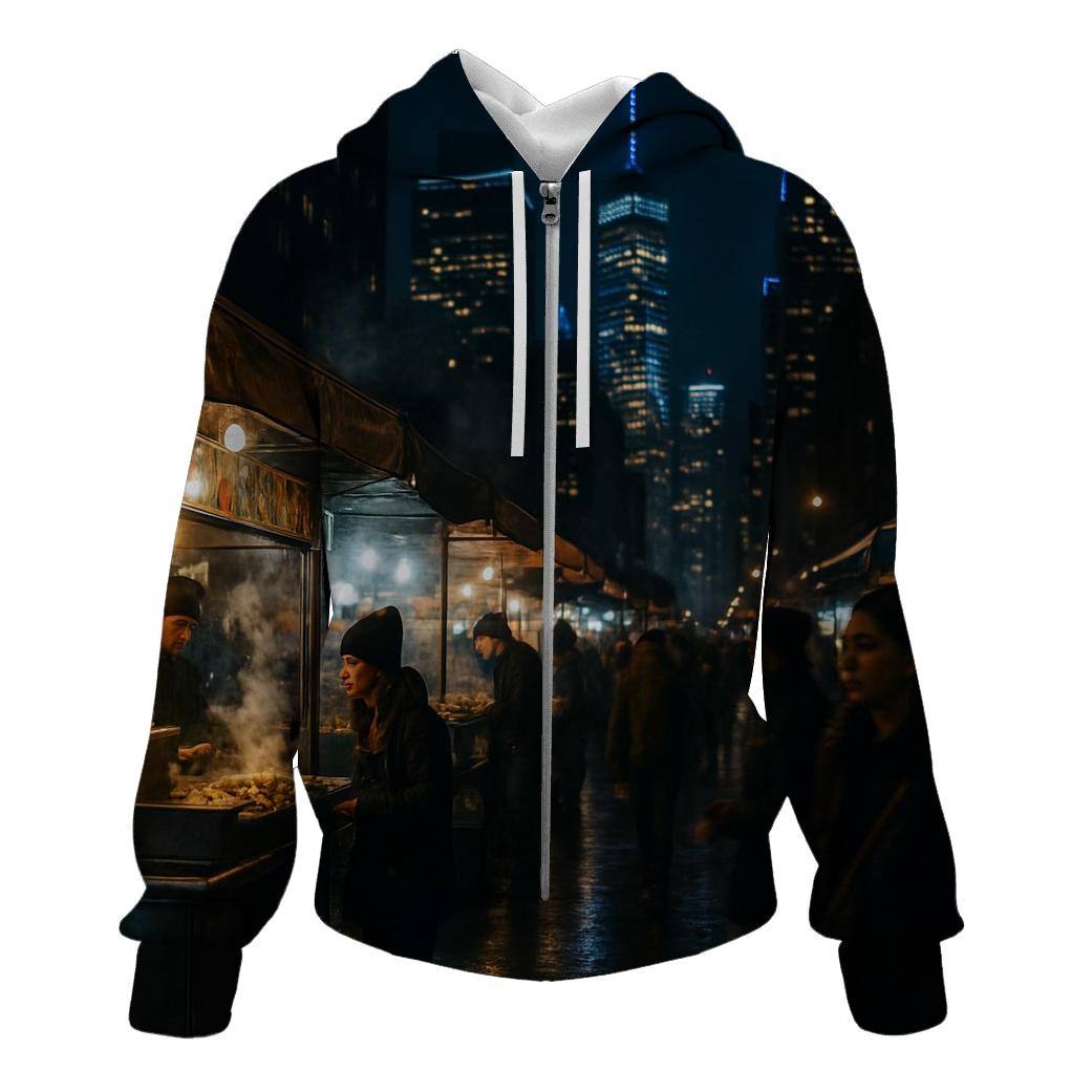 Night Market Skyline Contrast custom hoodies