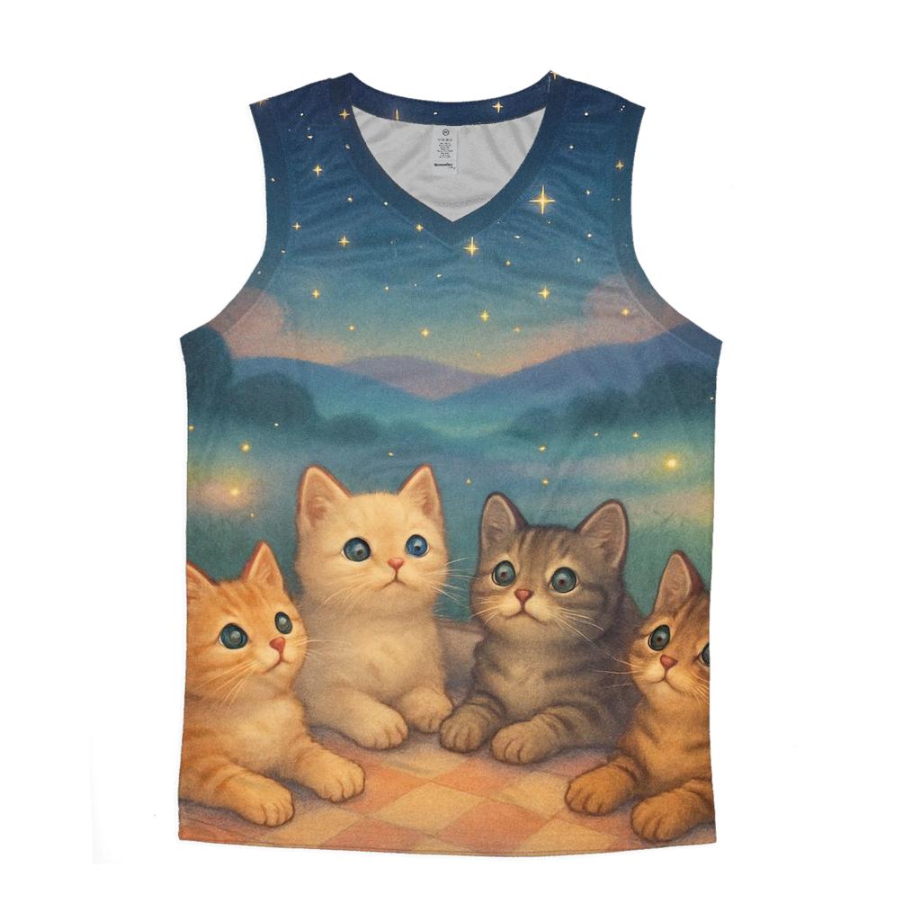 Stargazer Kittens Picnic graphic print tank tops