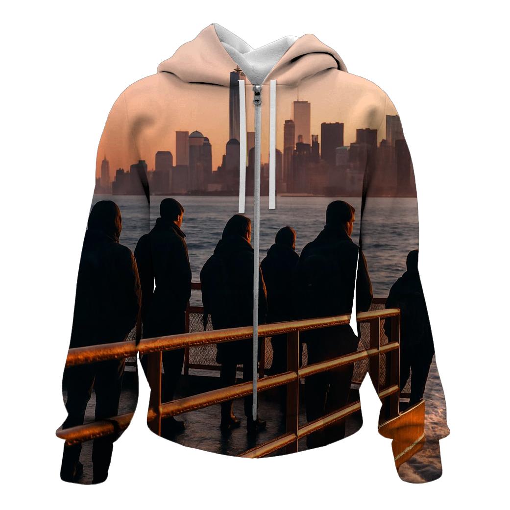 Sunrise From Staten Island Ferry Deck heavyweight hoodies