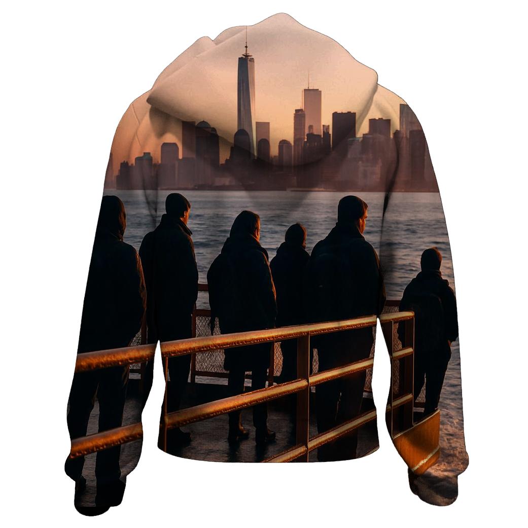 Sunrise From Staten Island Ferry Deck heavyweight hoodies