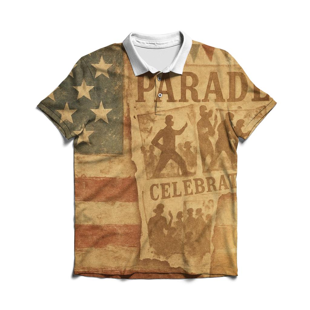 Vintage Parade Collage embroidered polo tops