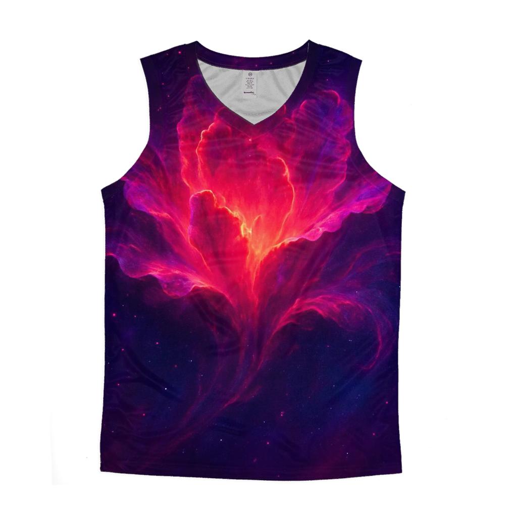 Crimson Nebula Bloom stylish racerback tanks