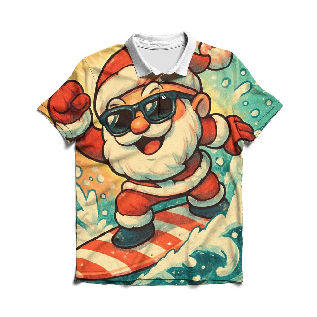 Comic Claus Surf Patrol custom polo shirts