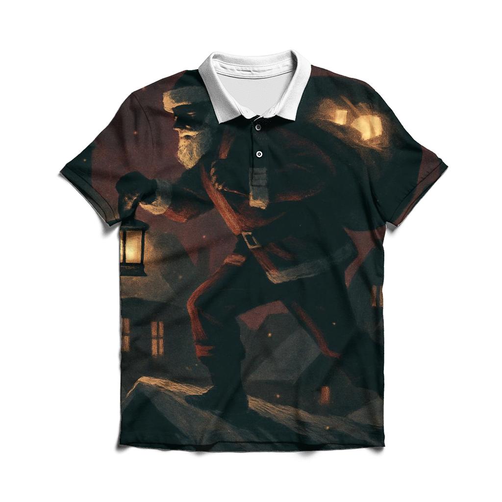 Midnight Parcel Heist Santa premium cotton polo shirts