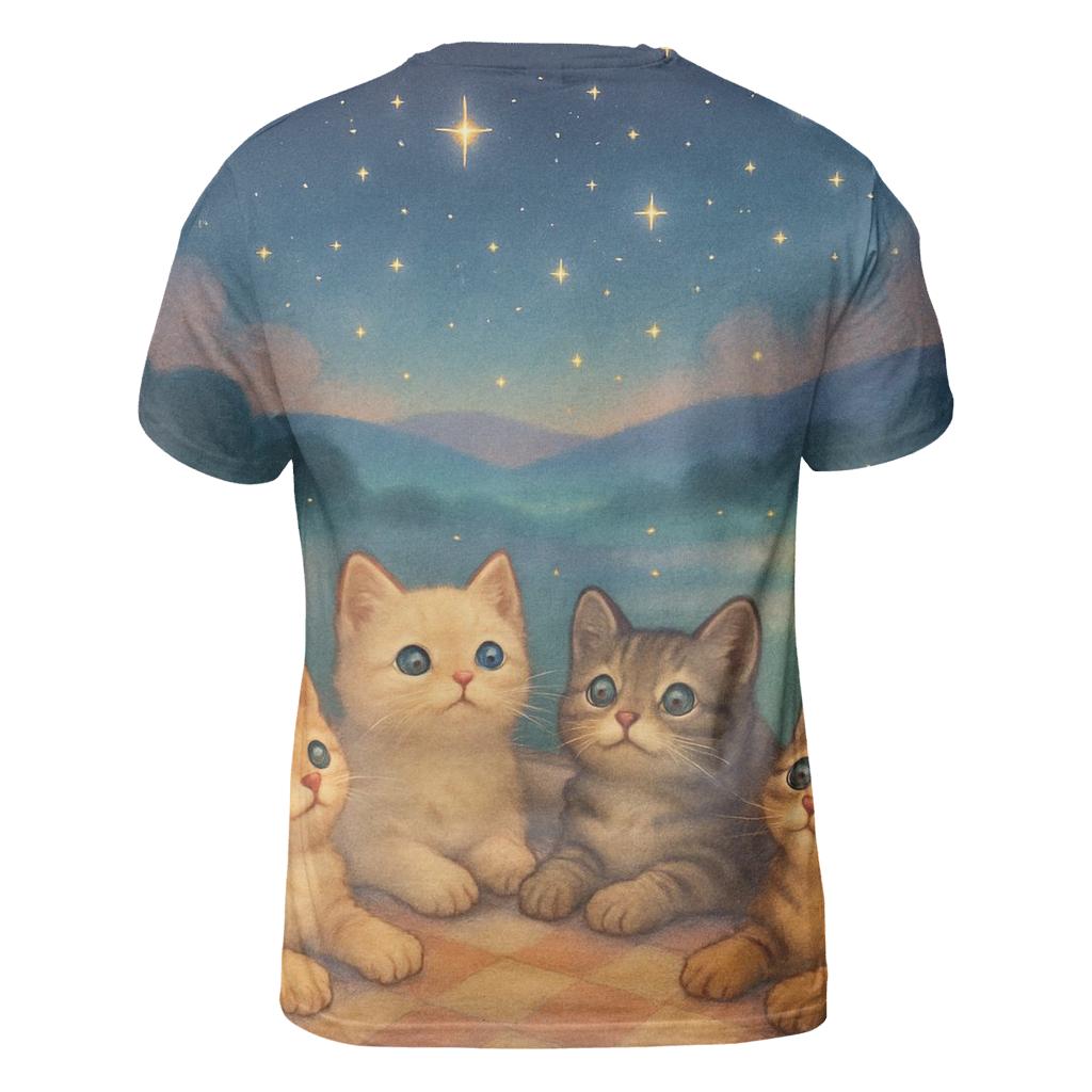 Stargazer Kittens Picnic vibrant all-over design tees