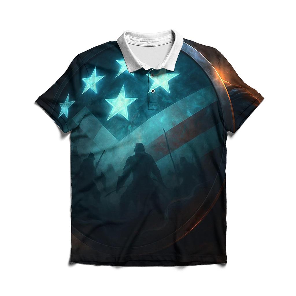 Shield Of Stars Formation embroidered polo tops