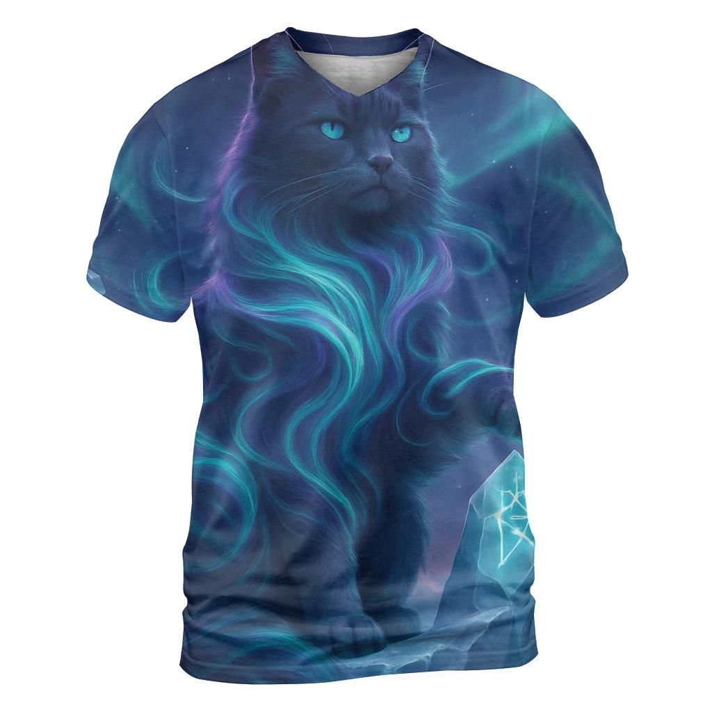 Aurora Guardian Cat vibrant all-over design tees