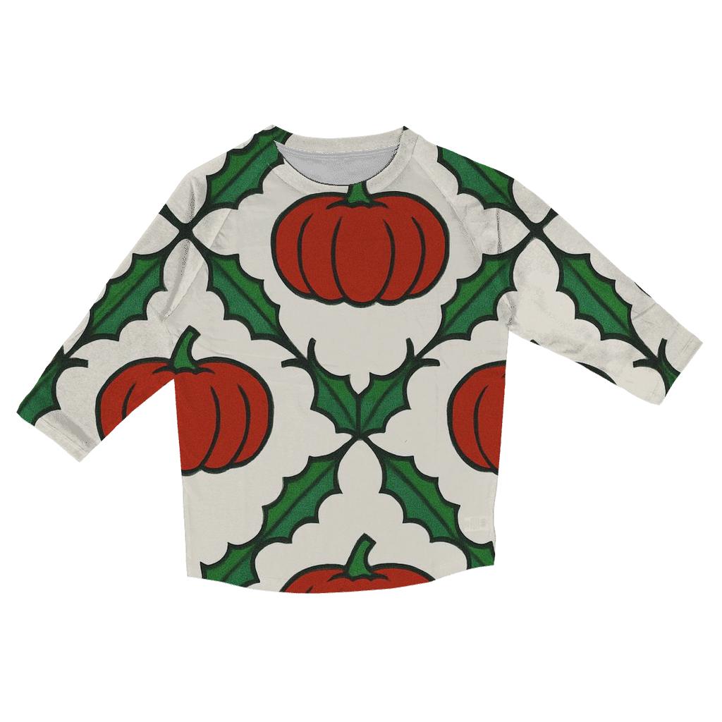 Pumpkin Silhouette Lattice On White Background trendy 3/4 sleeve tops