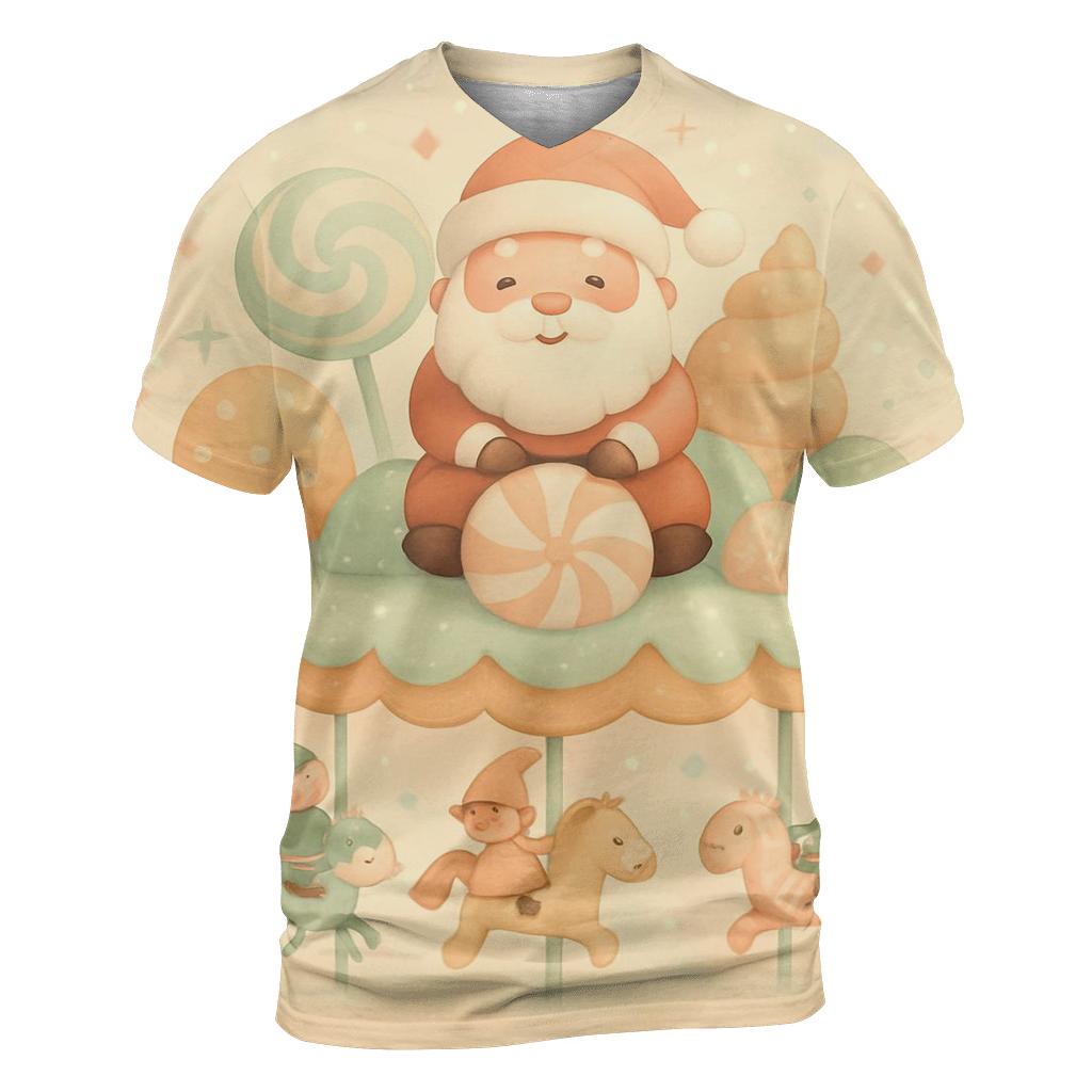 Candy Carousel Santa trendy printed shirt styles
