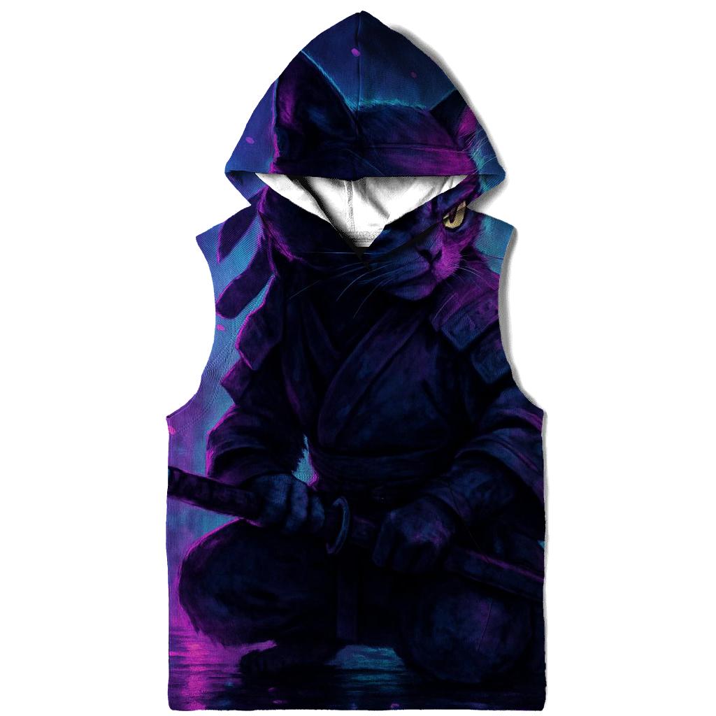 Midnight Samurai Cat lightweight hoodies