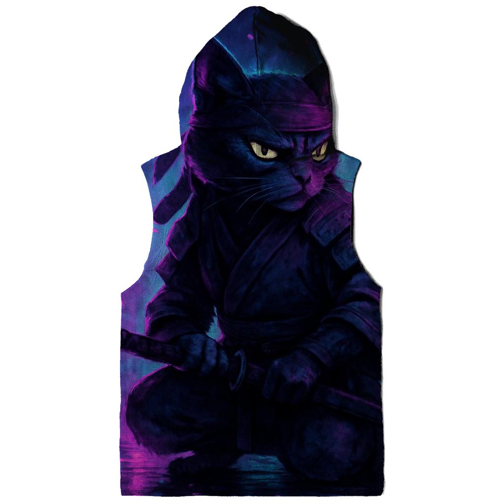 Midnight Samurai Cat lightweight hoodies