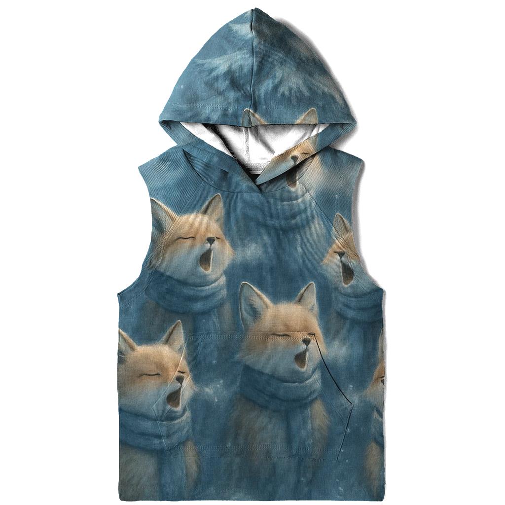 Starlit Caroling Foxes printed hoodies