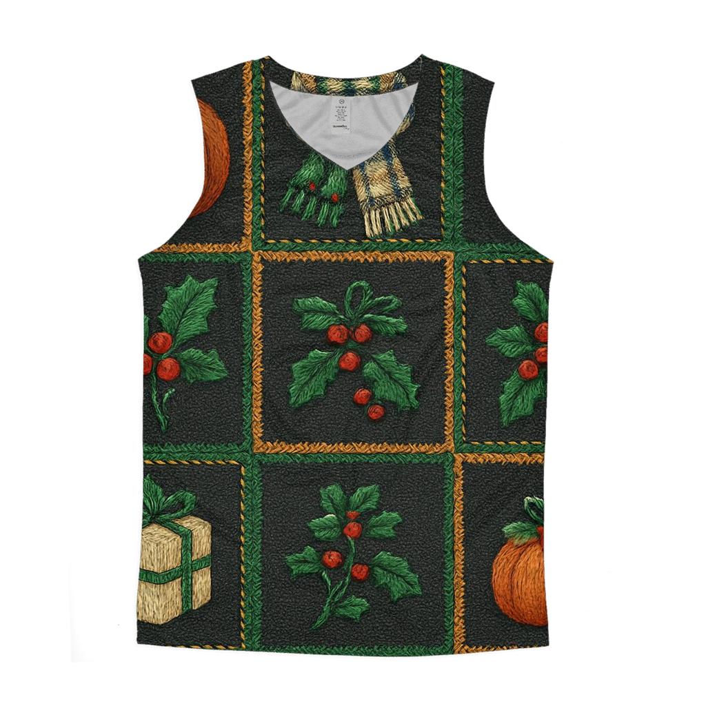 Patchwork Pumpkin Tile On Charcoal Background cotton sleeveless tops
