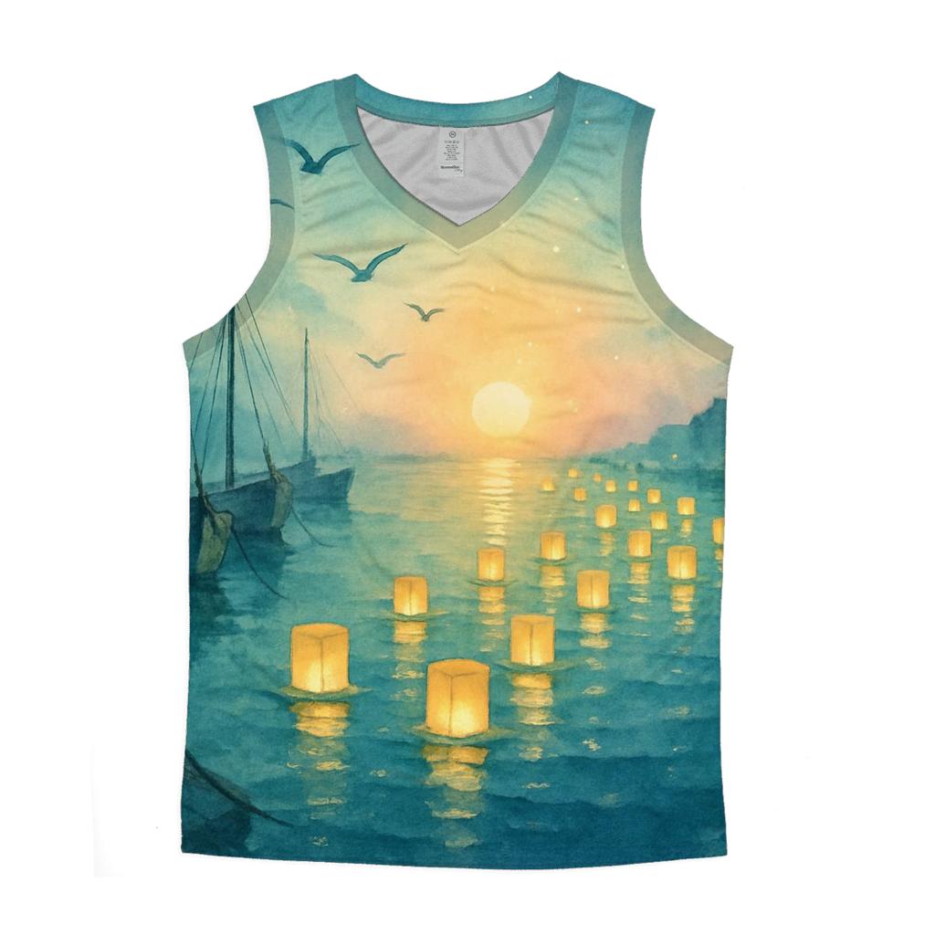 Mint Harbor Lanterns cotton sleeveless tops