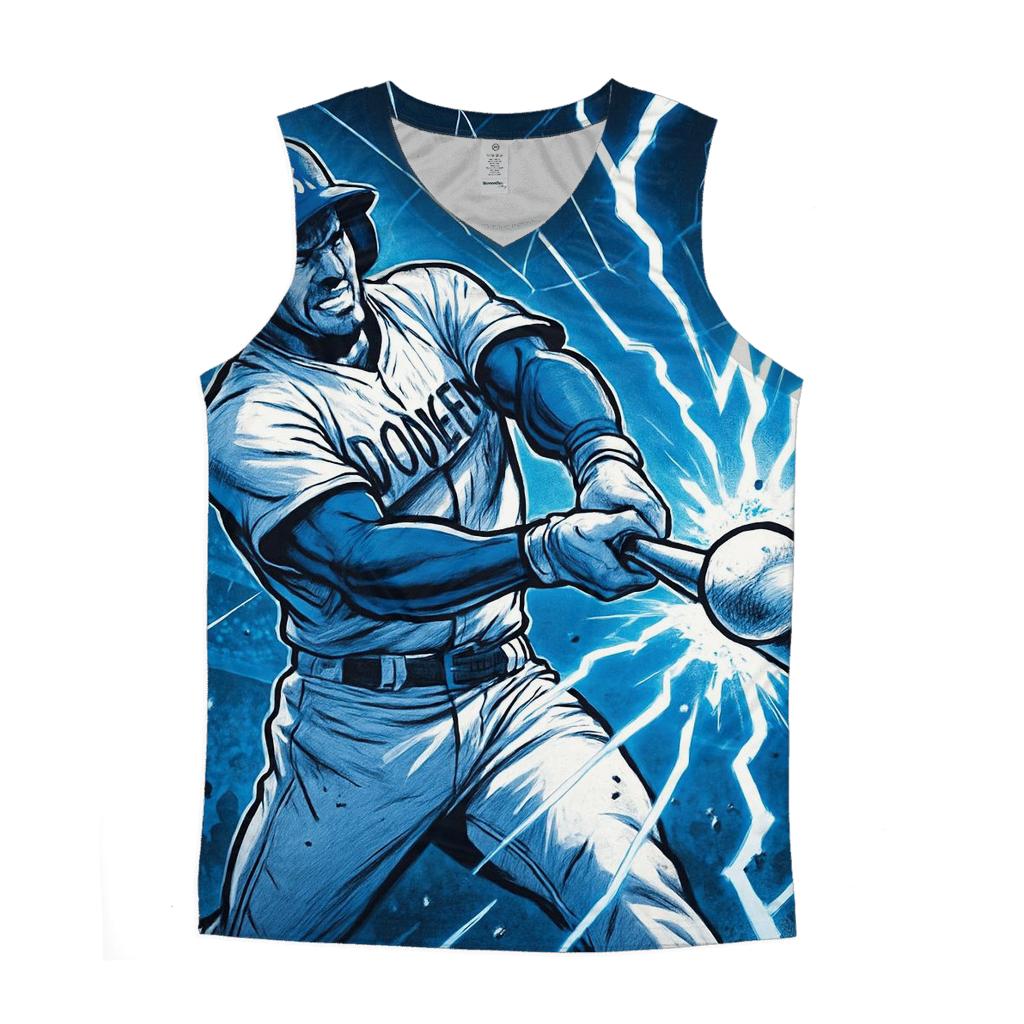 Dodger Blue Lightning Swing trendy fitted tank tops
