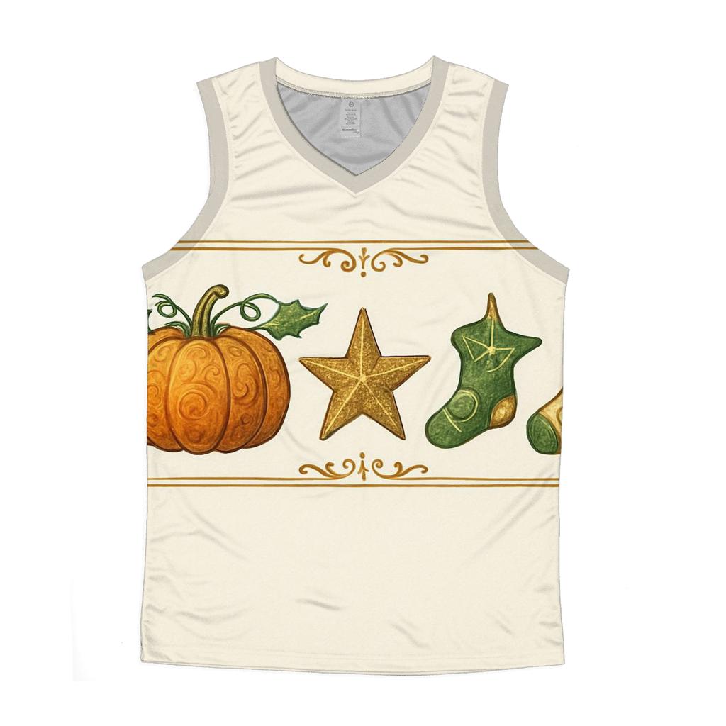 Ornamental Pumpkin Border On Ivory Background sports performance tank tops