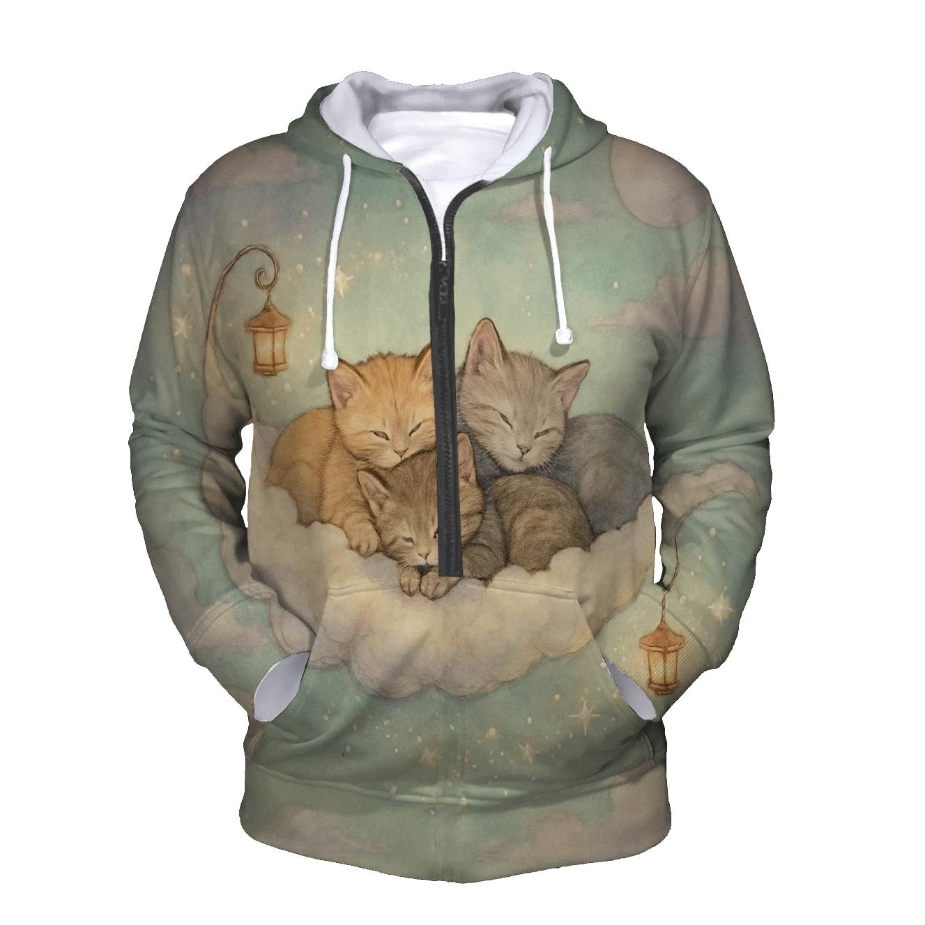 Cloudship Nap Kittens lightweight hoodies