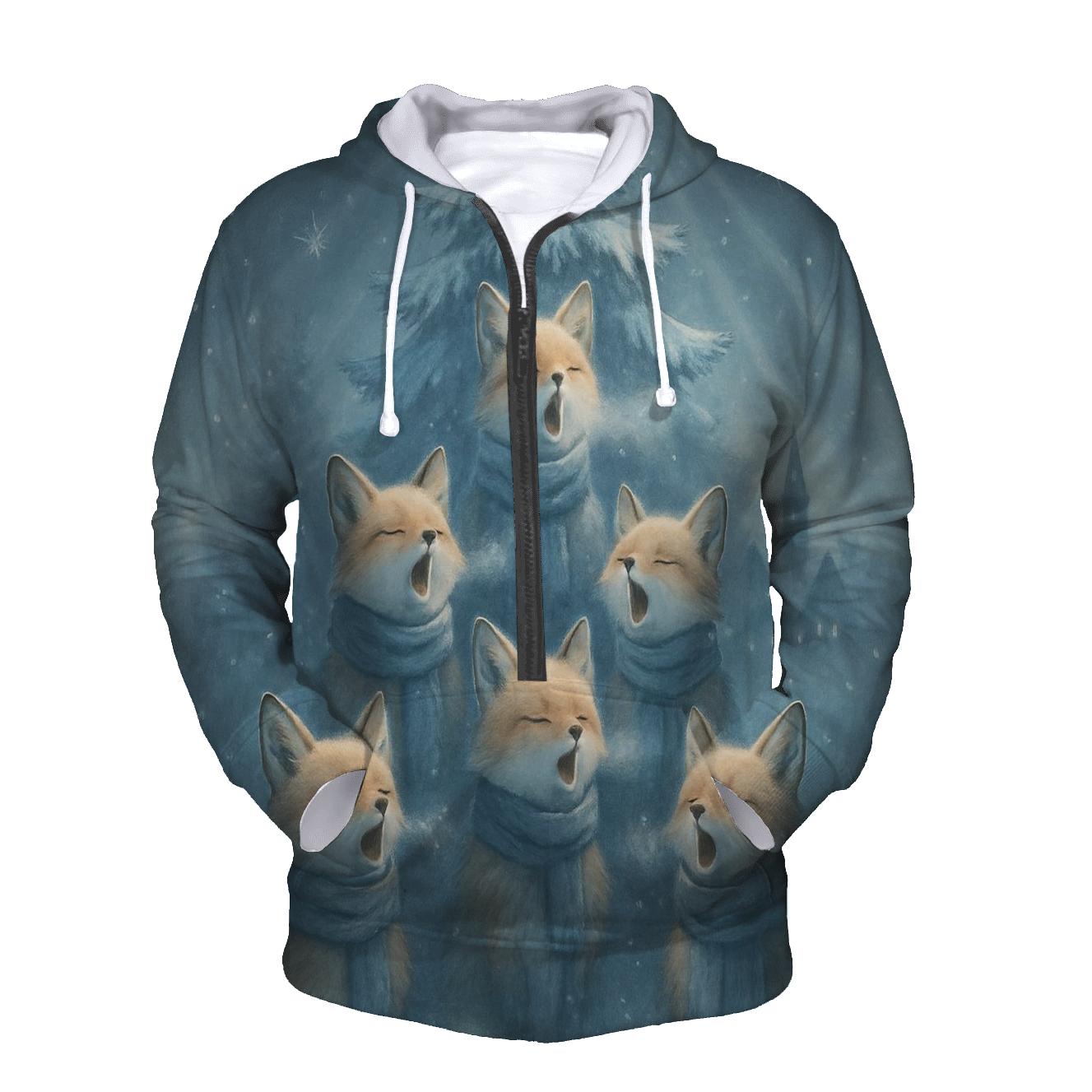 Starlit Caroling Foxes custom hoodies