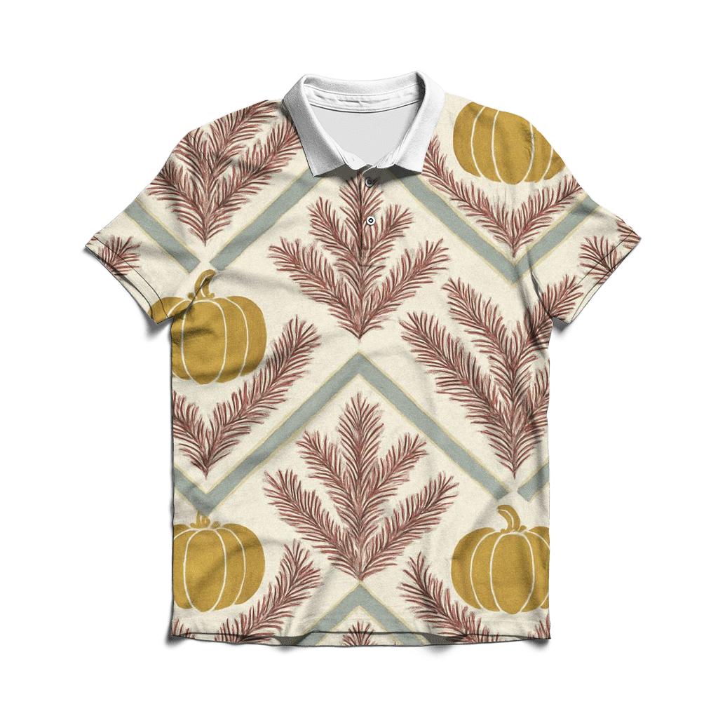 Golden Pumpkin Chevron On Ivory Background branded logo polo shirts
