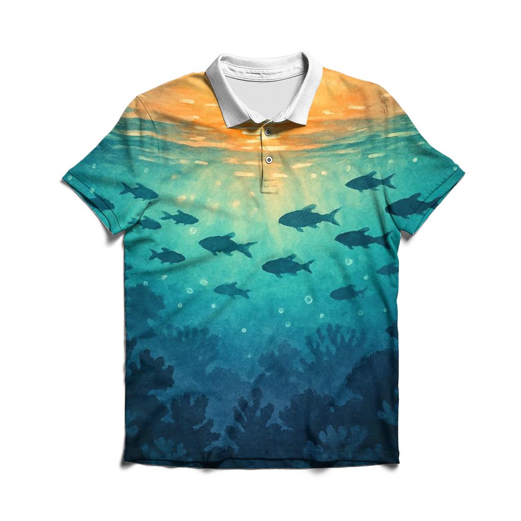 Cyan Reef Sundown casual sports polo shirts