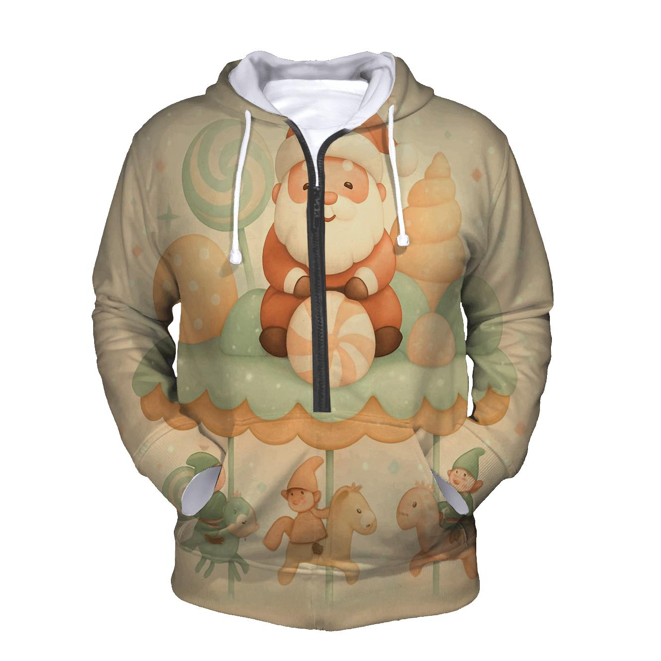 Candy Carousel Santa embroidered hoodies
