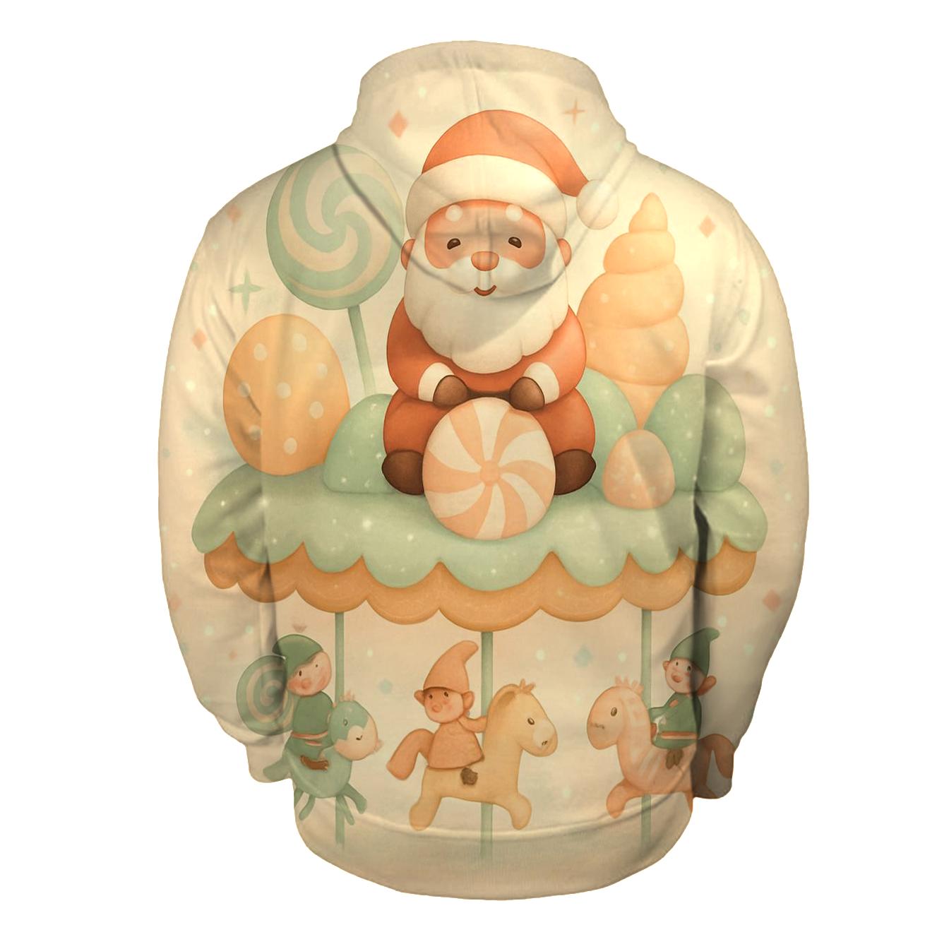 Candy Carousel Santa embroidered hoodies
